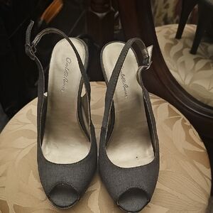 Charlotte Russe Dark Gray Peep-Toe Heels
